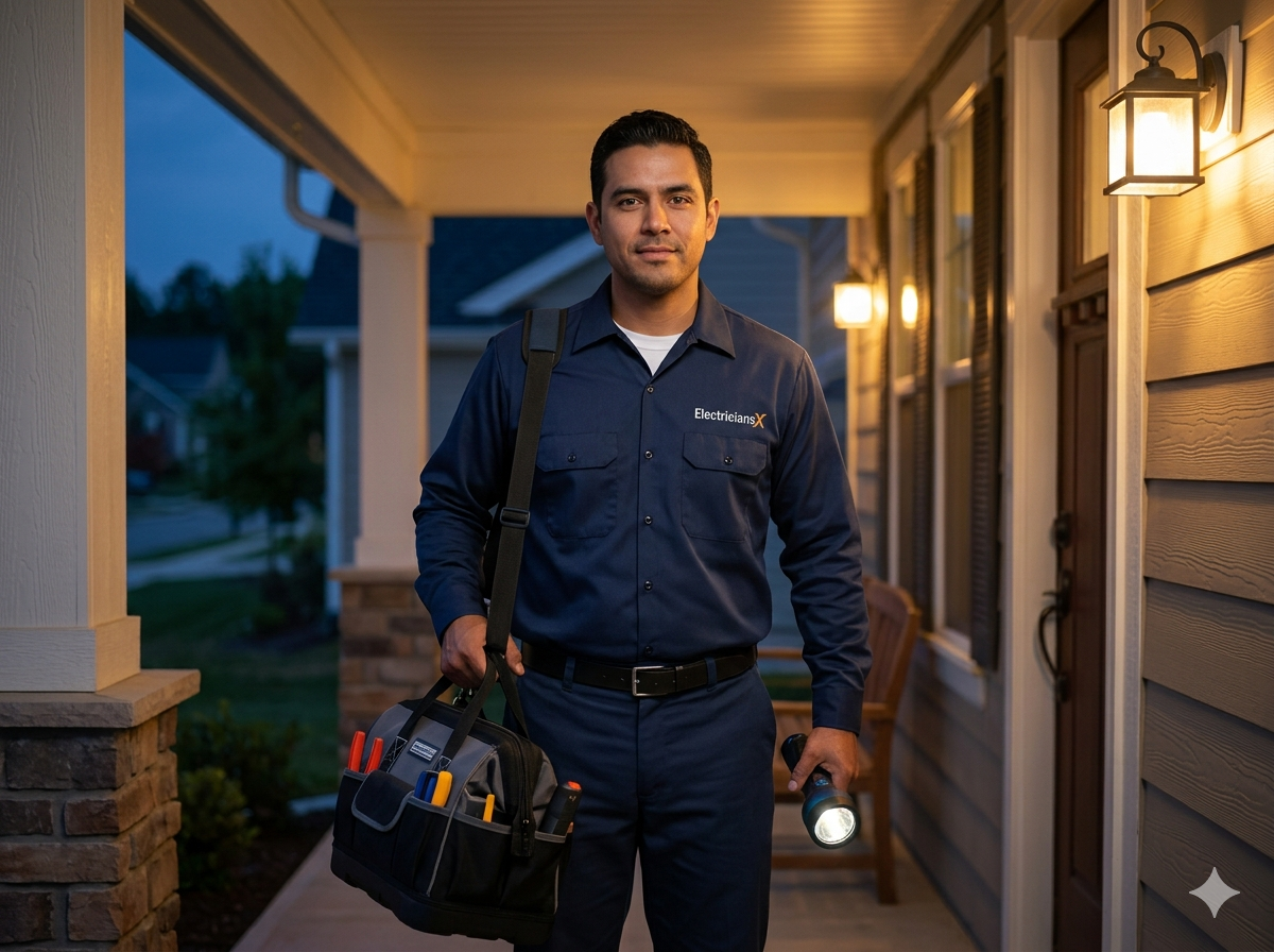 ElectriciansX electrician arriving to provide emergency electrical service at a Southwest Florida home