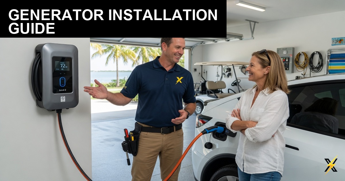 ElectriciansX technician presenting Generac generator installation plan in Cape Coral