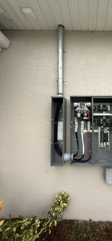 New Square D meter main with the 3-1/2 inch rigid riser, panel open