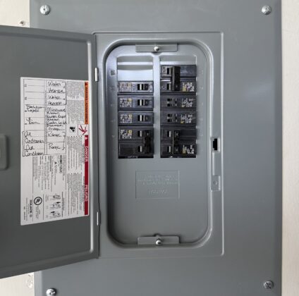 New Square D Homeline panel after replacement with a labeled circuit directory